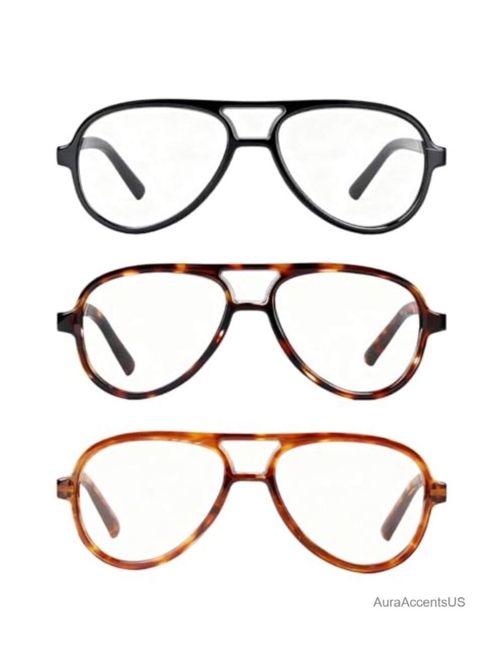 Aviator Reading Glasses 3 Pack Blue Light Blocking Spring Hinge Oversized